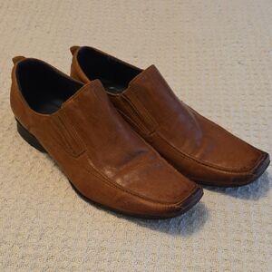 Aldo Brown Leather Slip-On Loafers